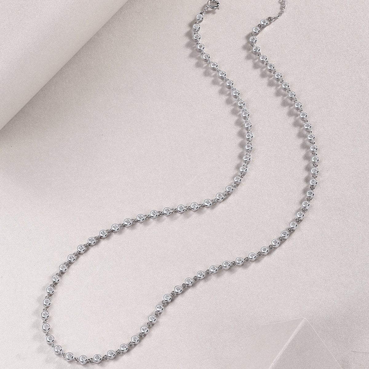 Round Cut Moissanite Tennis Necklace - Ceerom