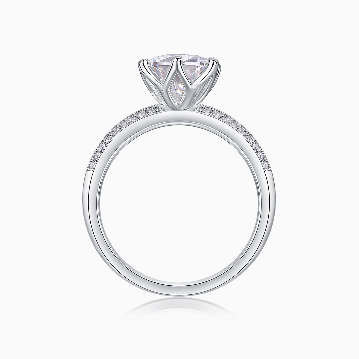 Round Cut  Moissanite Six-Prong Wedding Ring - Ceerom