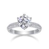Round Cut  Moissanite Six-Prong Wedding Ring - Ceerom