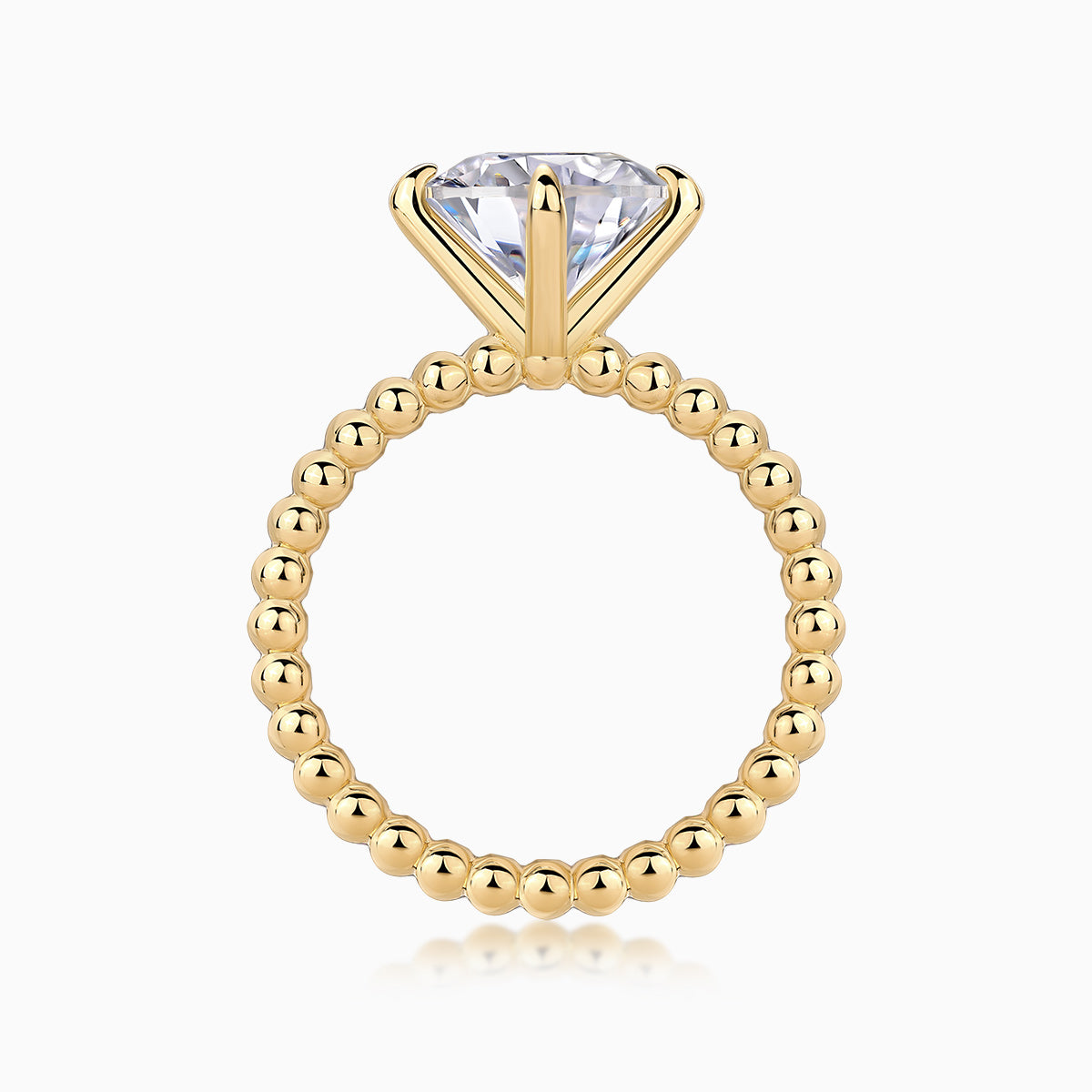 Solitaire Round Cut Moissanite Beaded Engagement Ring - Ceerom