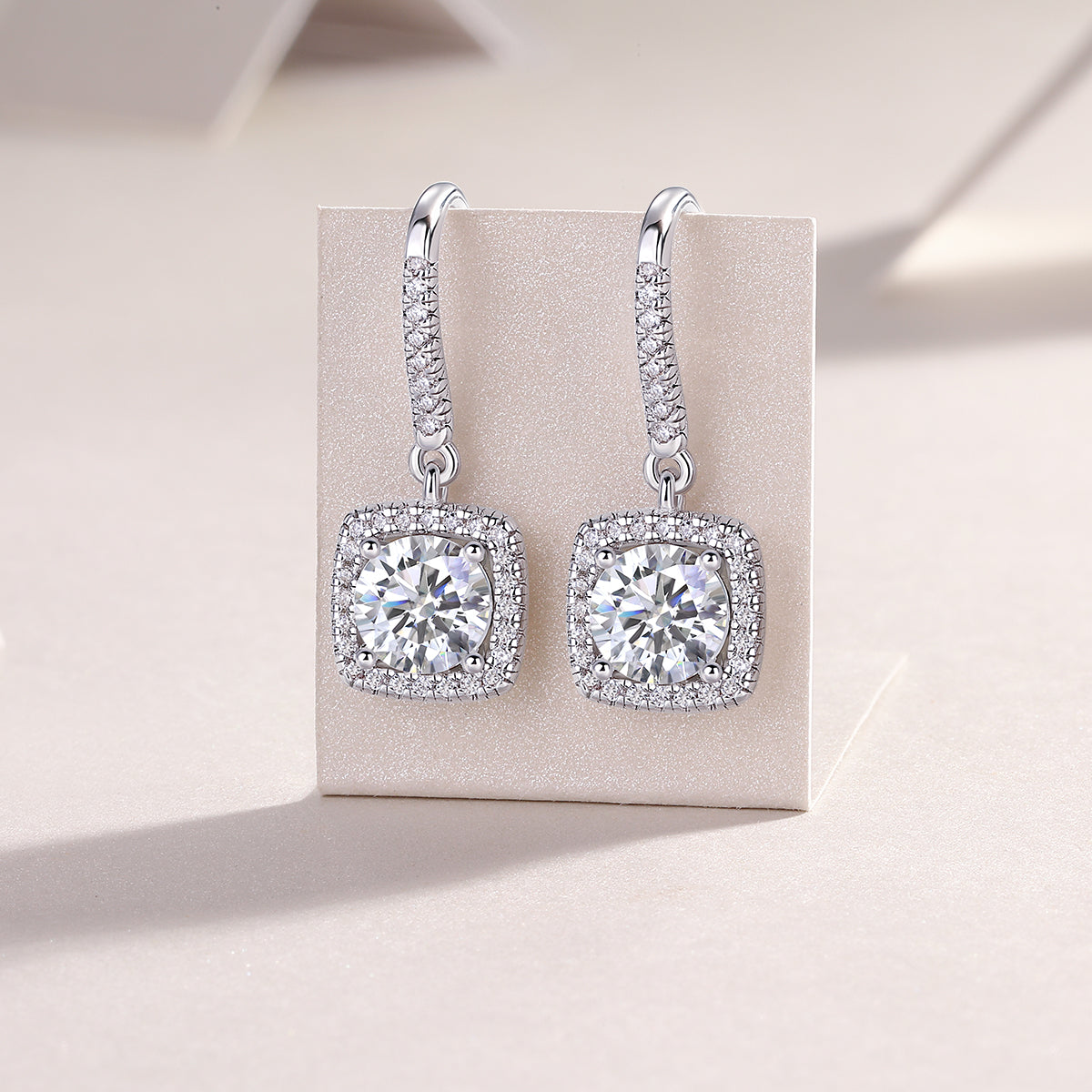 Round Moissanite Drop Earrings - Ceerom