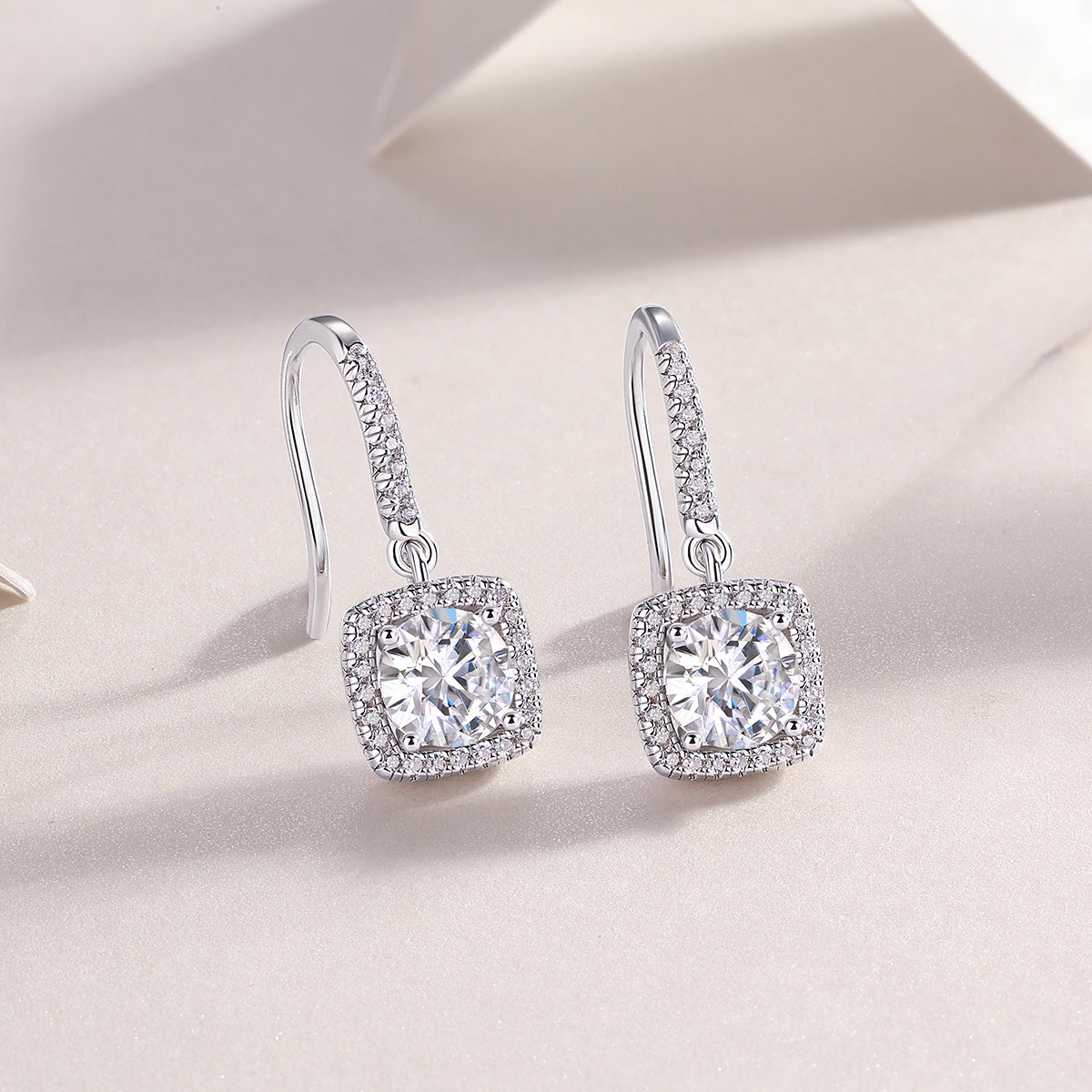 Round Moissanite Drop Earrings - Ceerom