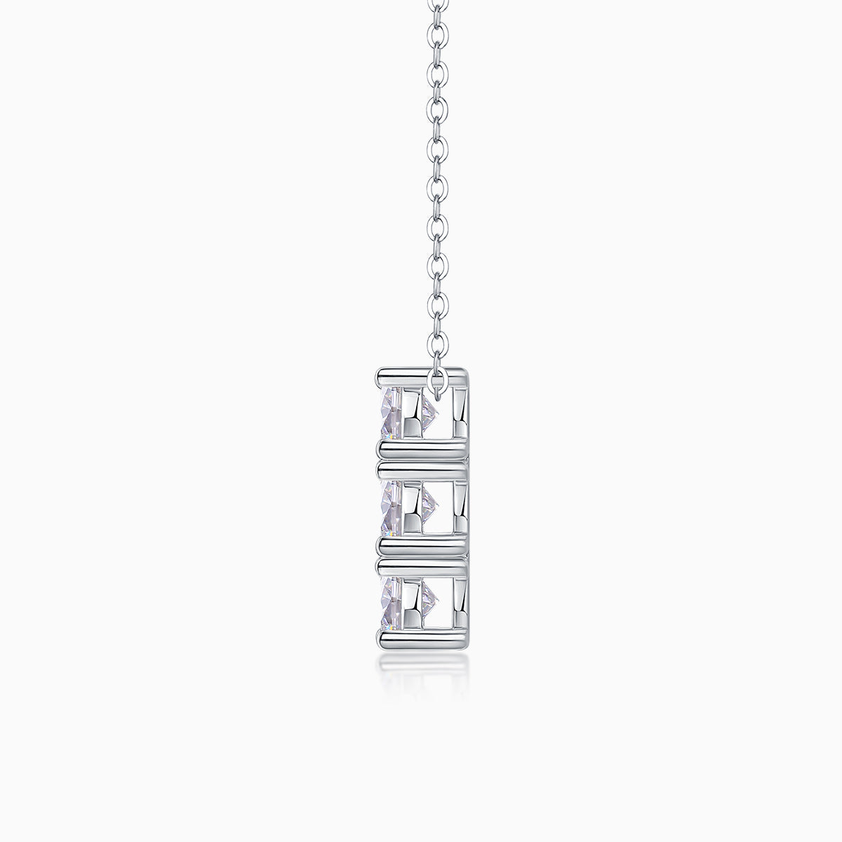 Three Round  Moissanite Pendant Necklace - Ceerom