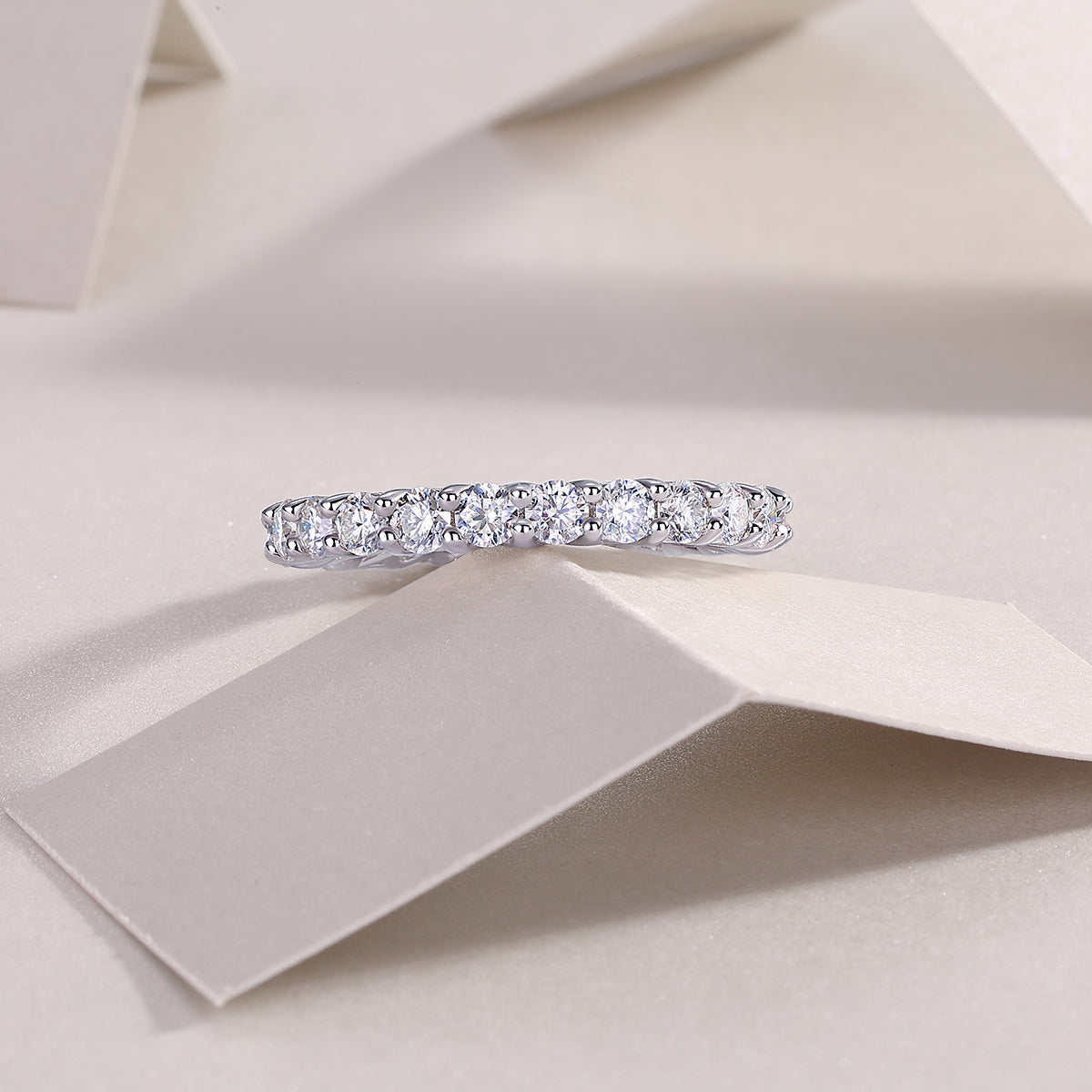 Moissanite Pave Eternity Band Ring - Ceerom