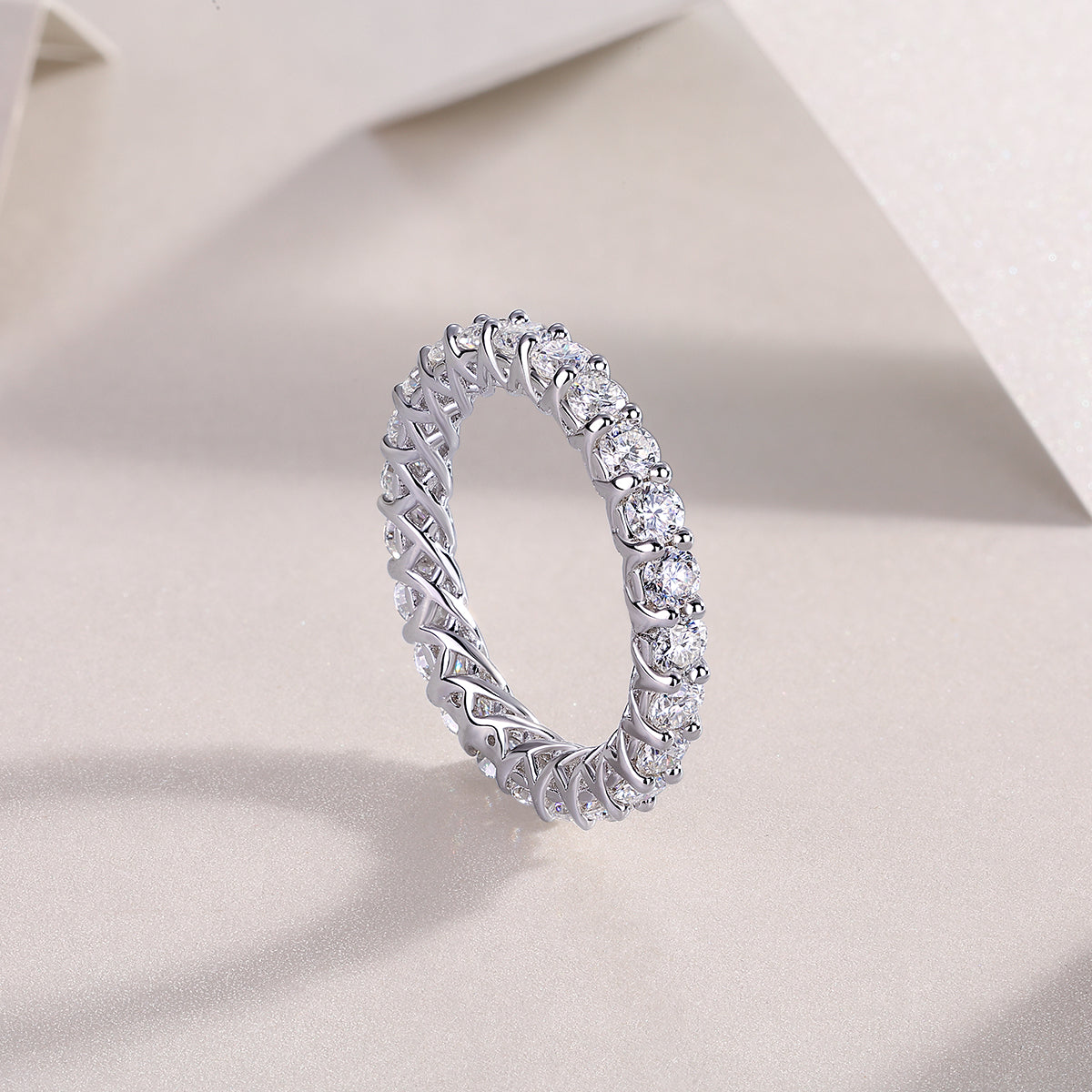 Moissanite Pave Eternity Band Ring - Ceerom