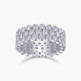 Three Row Pave Moissanite Wide Band Ring