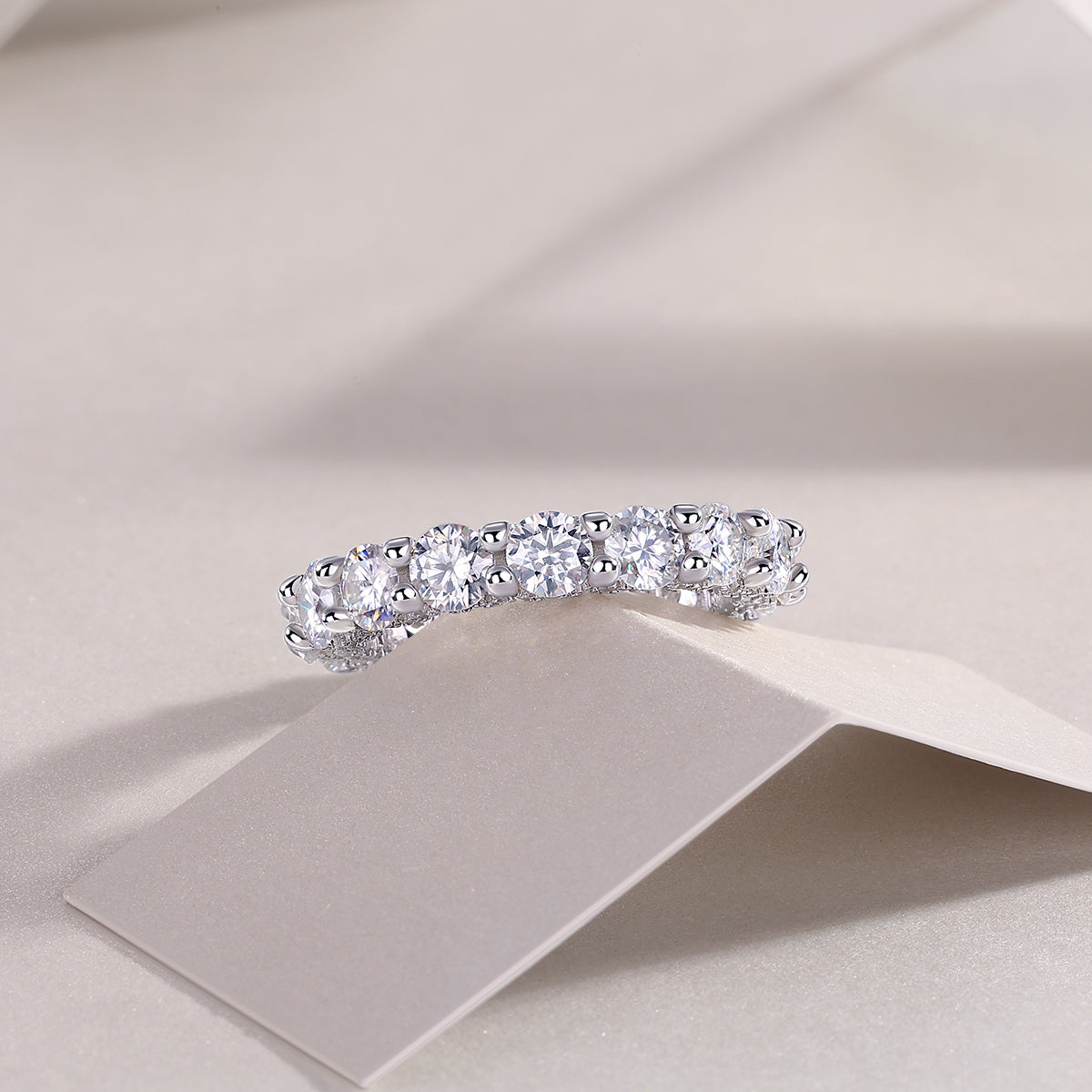 Round Cut Moissanite Eternity Band Ring - Ceerom