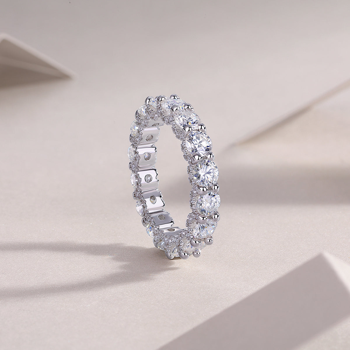 Round Cut Moissanite Eternity Band Ring - Ceerom