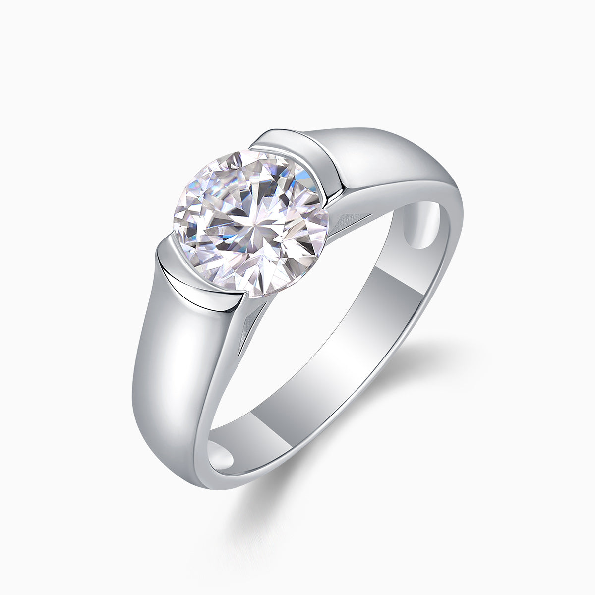 Solitaire Round Cut Moissanite Ring - Ceerom