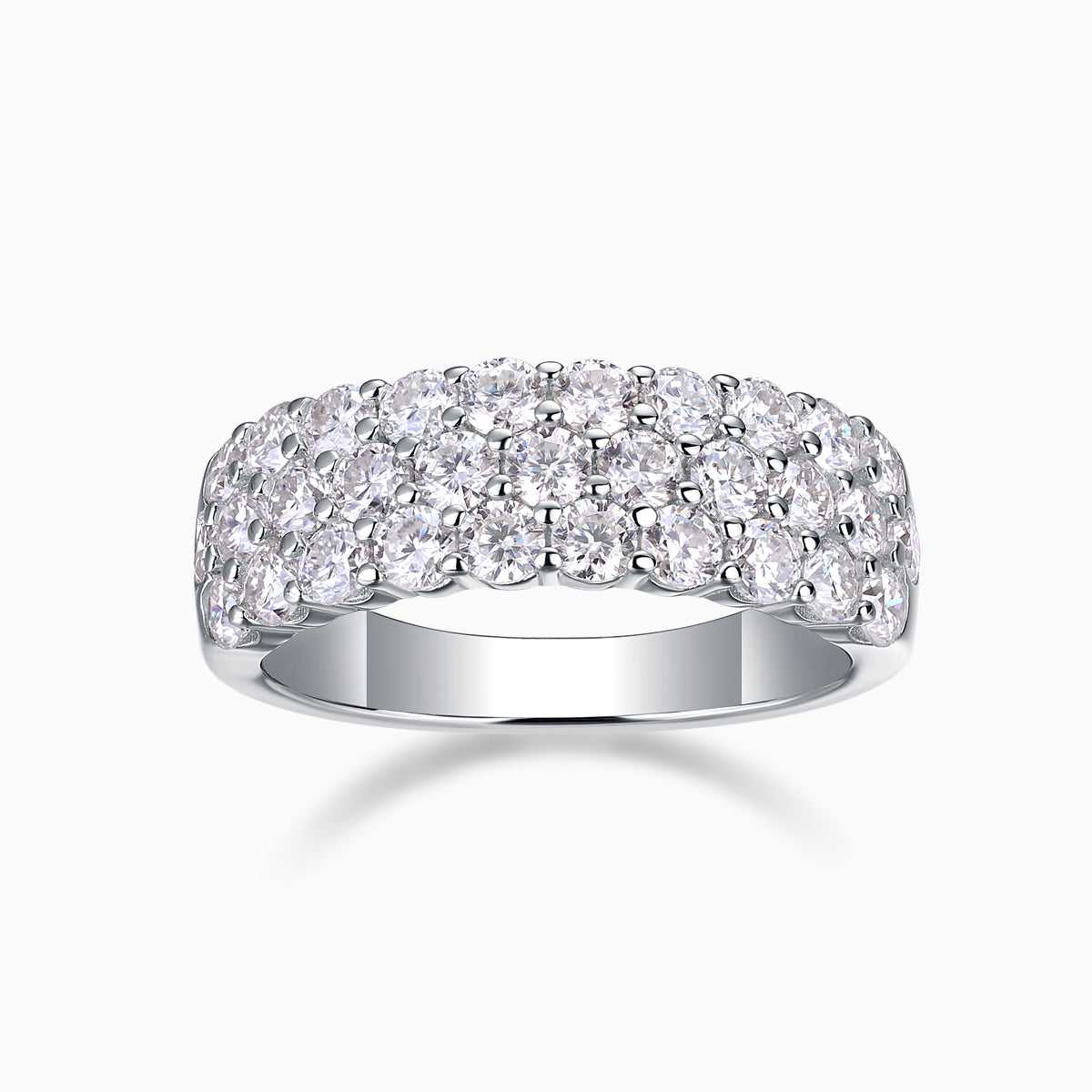 Triple Row Half Eternity Weeding Band Ring - Ceerom