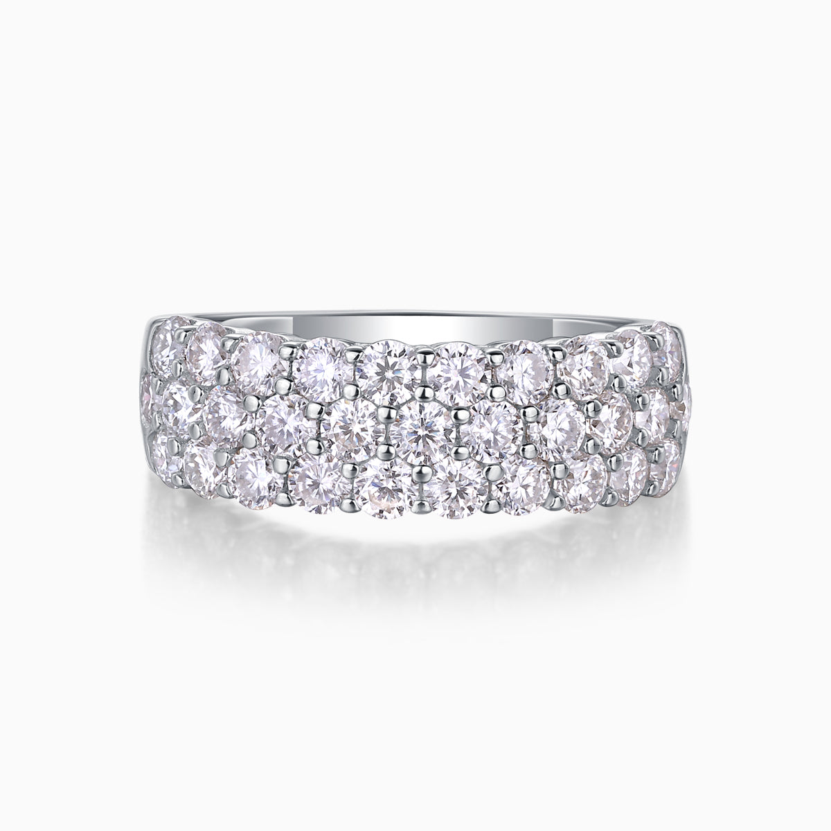 Triple Row Half Eternity Weeding Band Ring - Ceerom