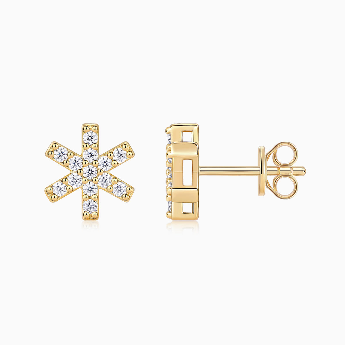 Snowflake Design Moissanite Stud Earrings - Ceerom