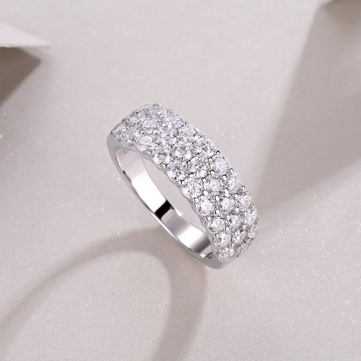 Triple Row Half Eternity Weeding Band Ring - Ceerom