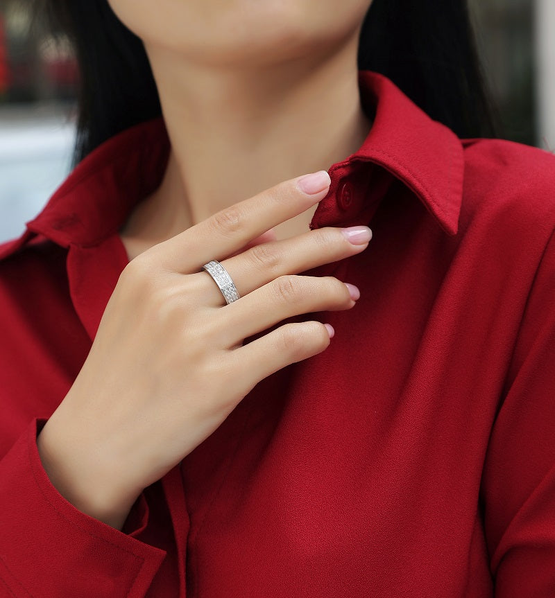 Full Eternity Moissanite Engagement Band Ring - Ceerom