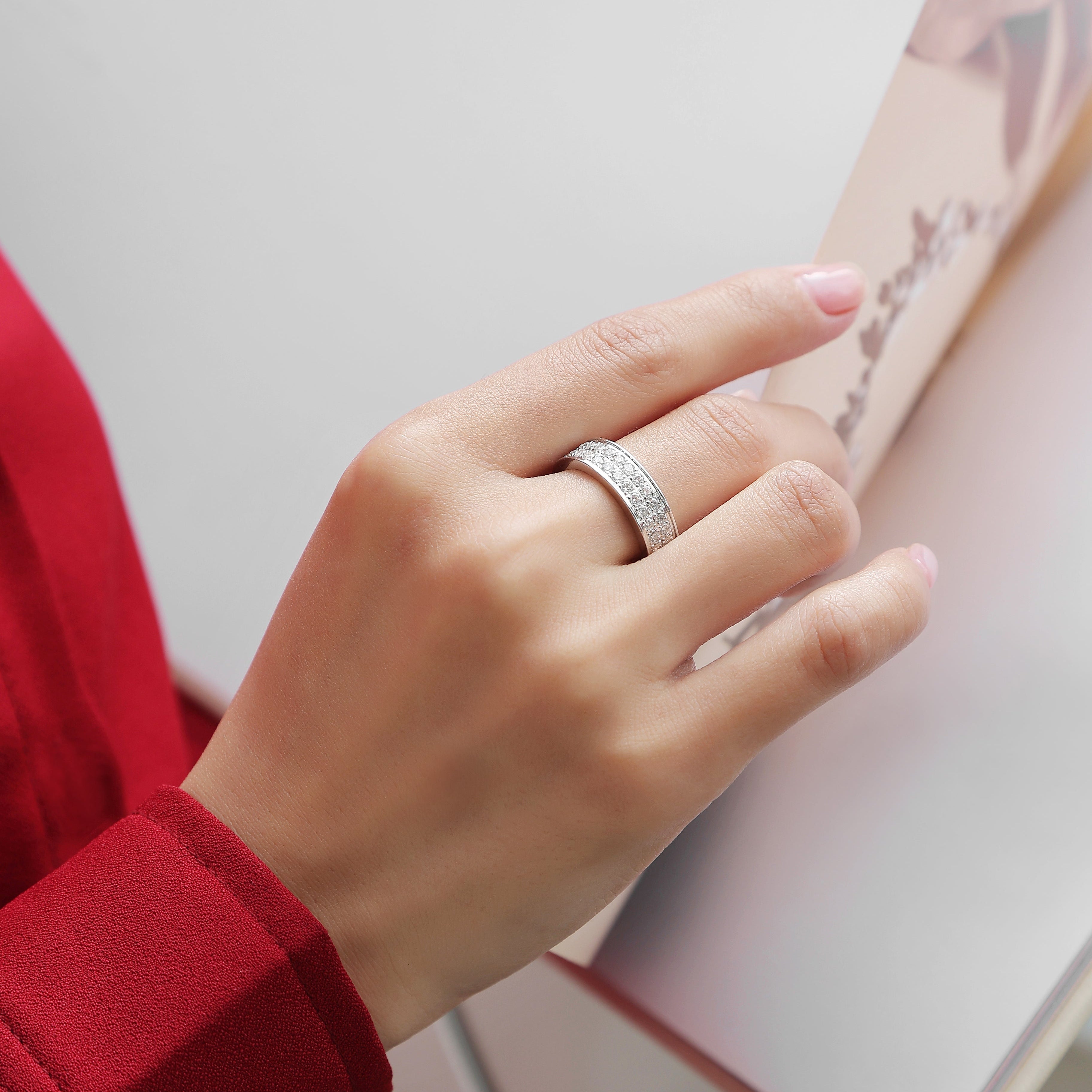 Full Eternity Moissanite Engagement Band Ring - Ceerom