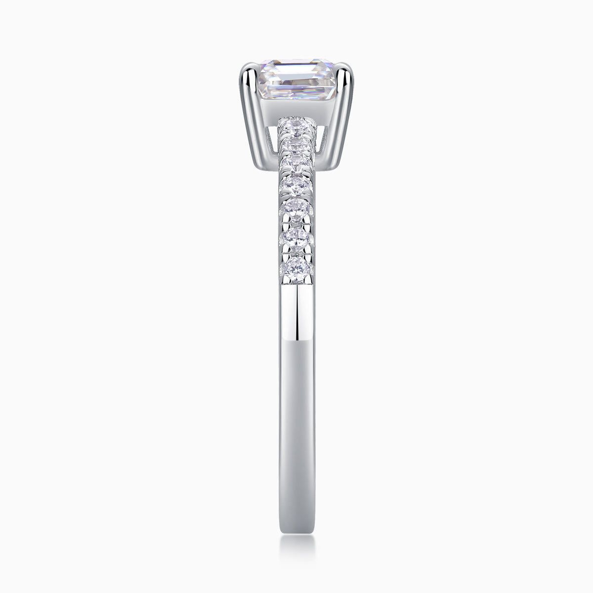 Asscher Cut Moissanite Pave Engagement Ring - Ceerom