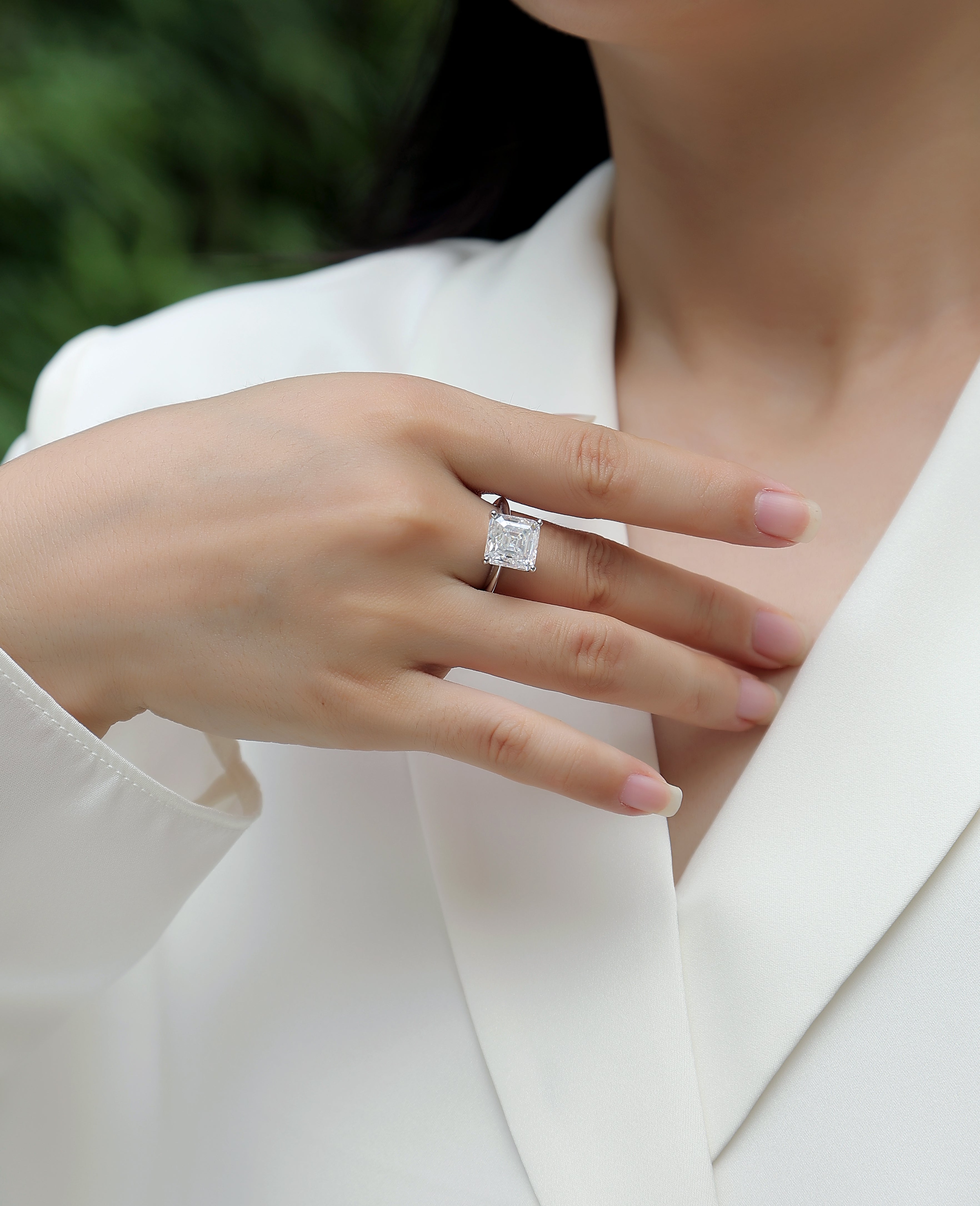 5CT Solitaire Asscher Cut Moissanite Ring - Ceerom