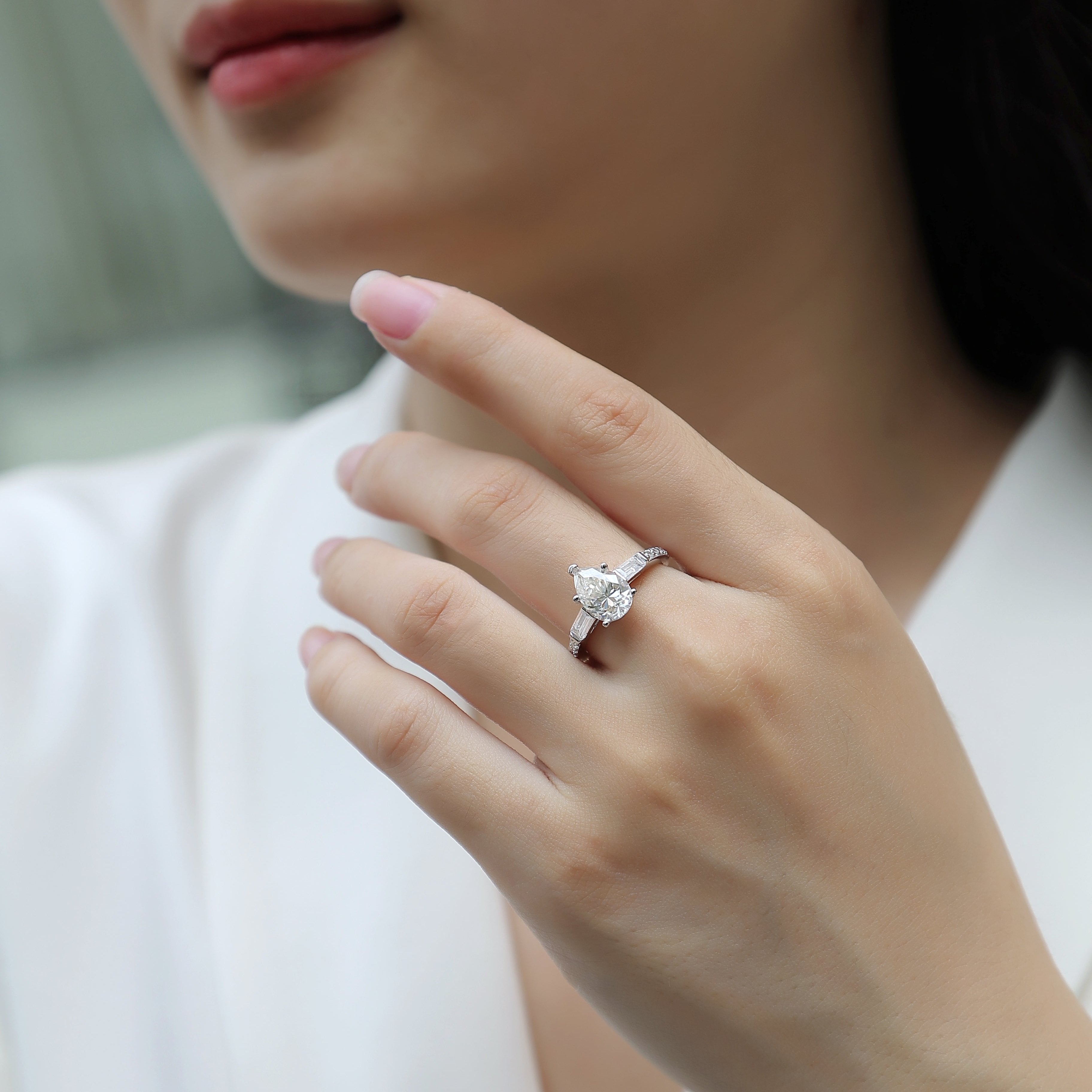 Pear Shaped Moissanite Engagement Ring - Ceerom