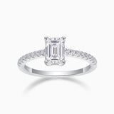 Emerald Cut Moissanite Pave Engagement Ring