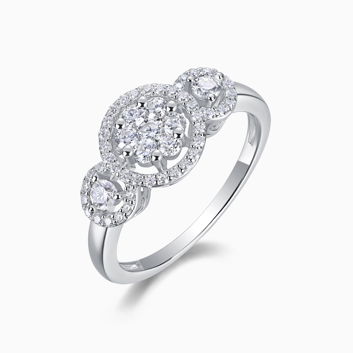 Flower Halo Moissanite Engagement Ring - Ceerom