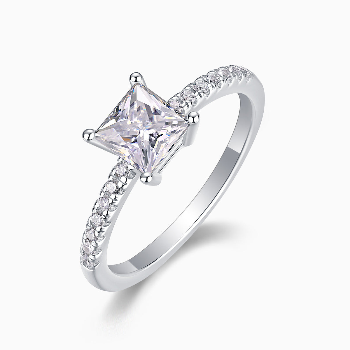 Asscher Cut Moissanite Pave Ring - Ceerom