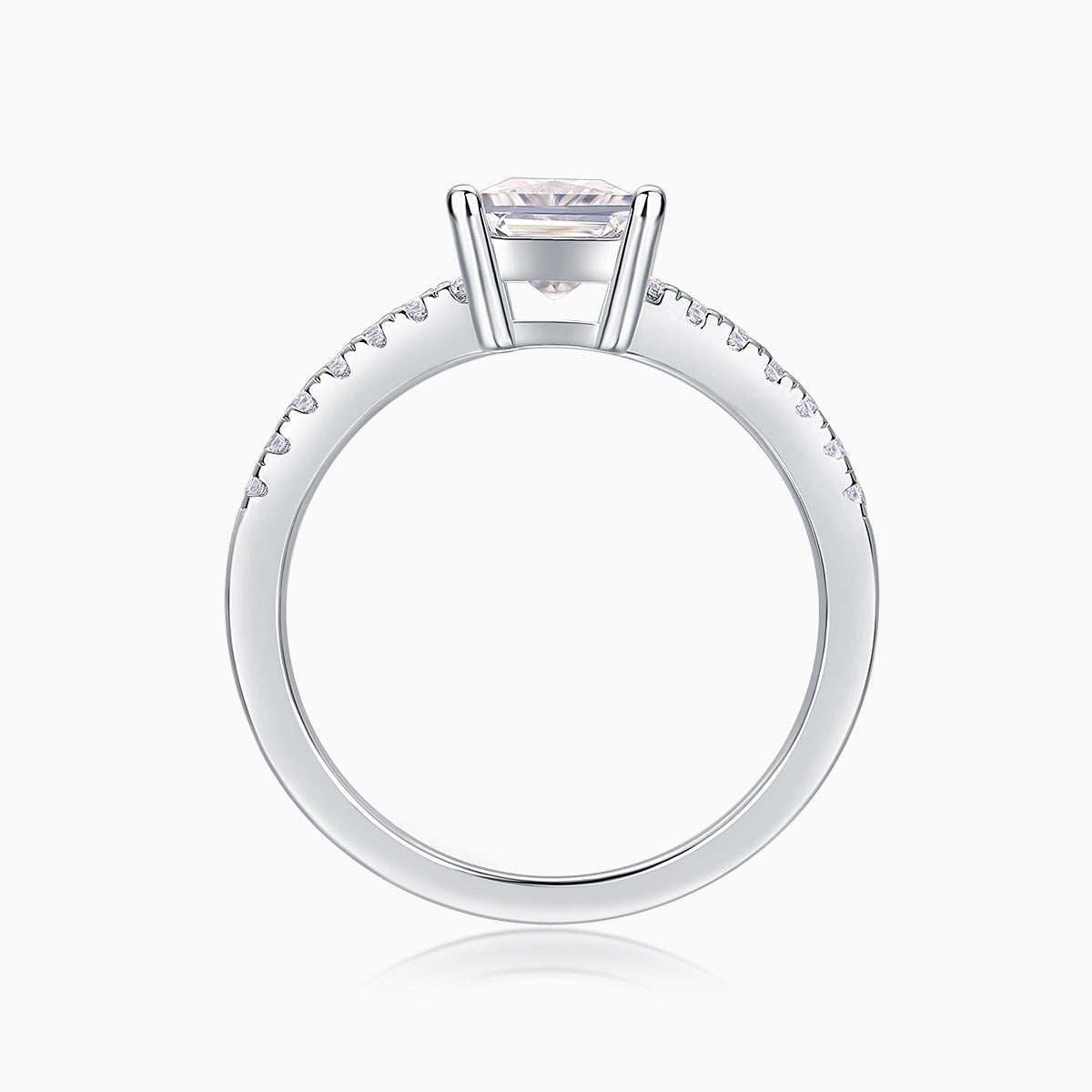 Asscher Cut Moissanite Pave Ring - Ceerom