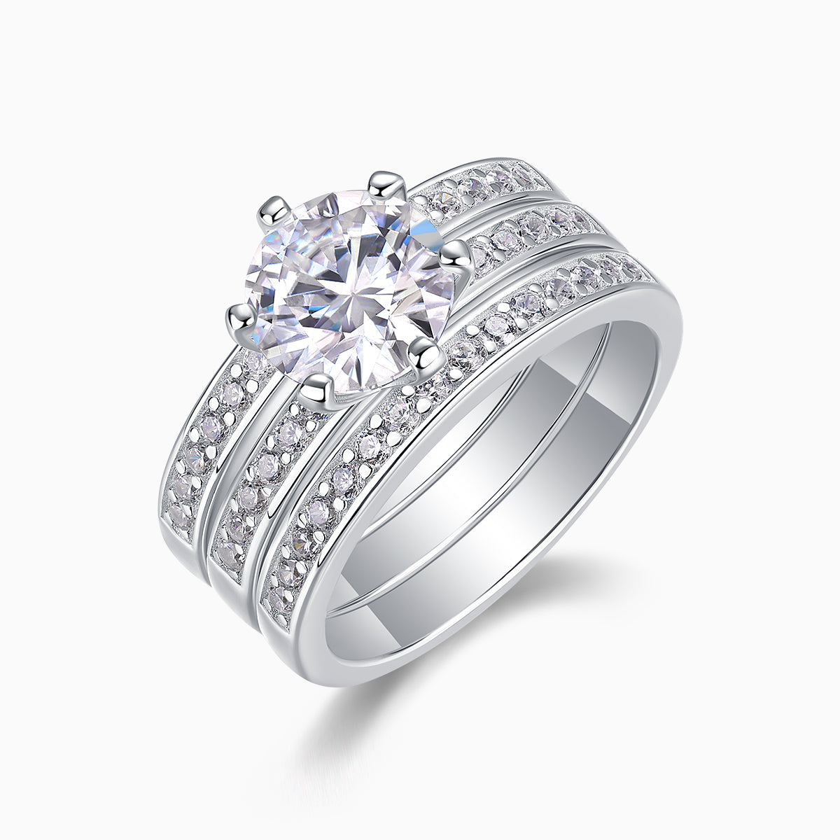 Classic Sparkle Round Cut Stackable Ring Set - Ceerom