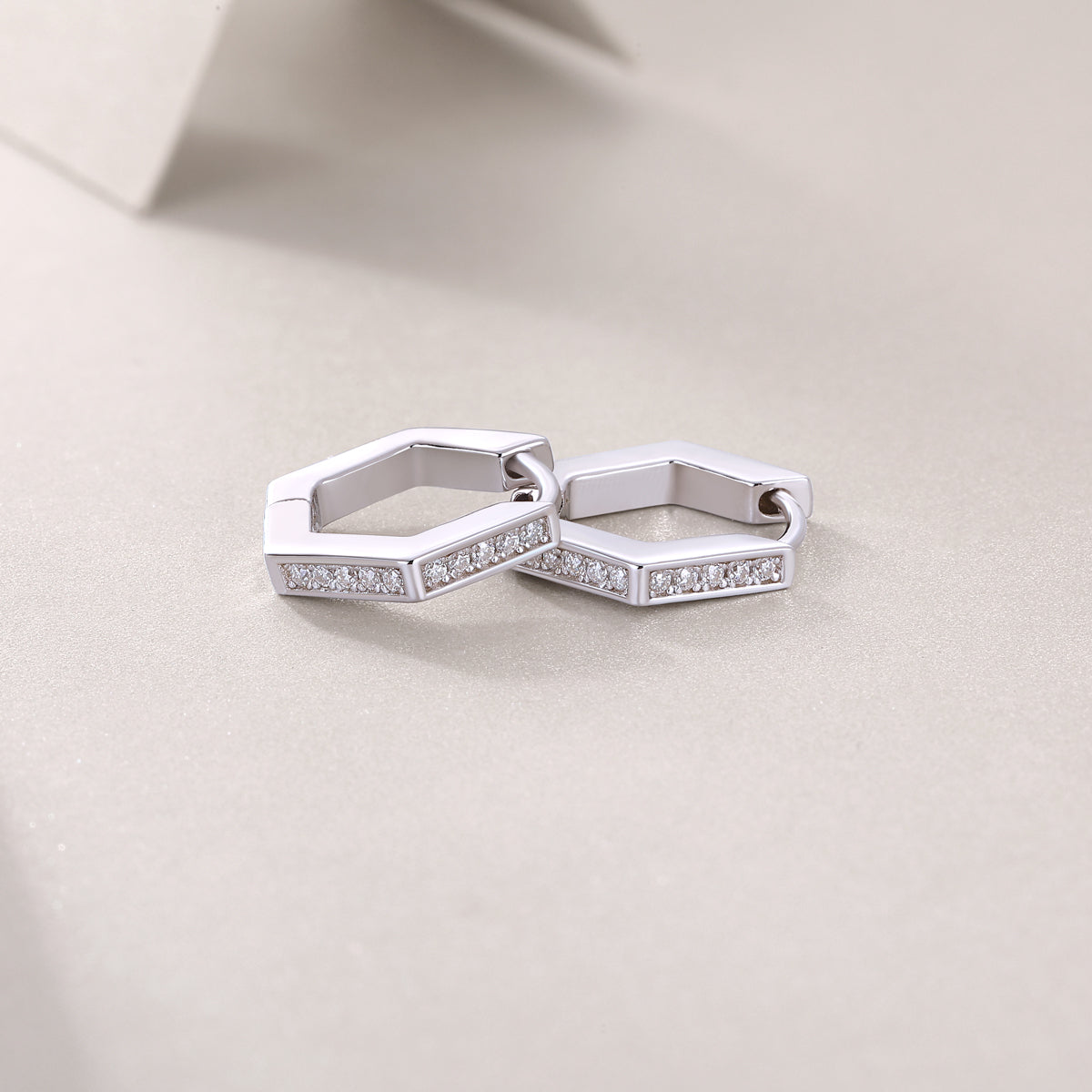 Pave Moissanite Pentagonal  Hoop Earrings - Ceerom