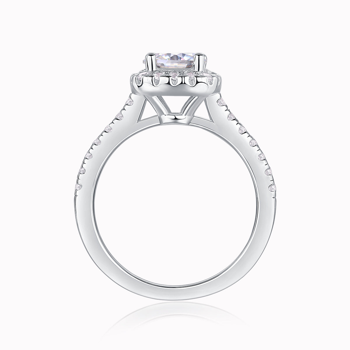 Halo Round Cut Moissanite Engagement Ring - Ceerom