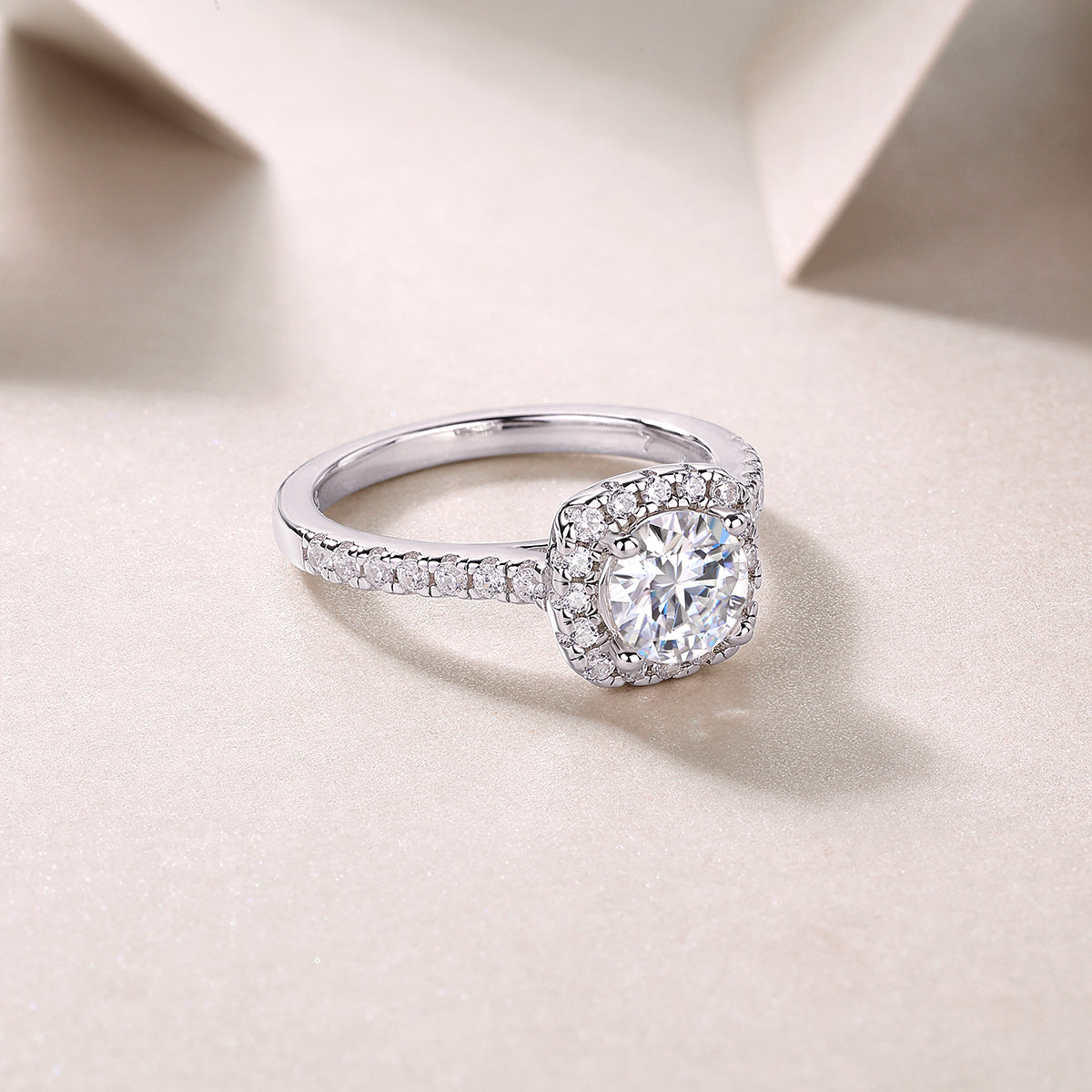 Halo Round Cut Moissanite Engagement Ring - Ceerom