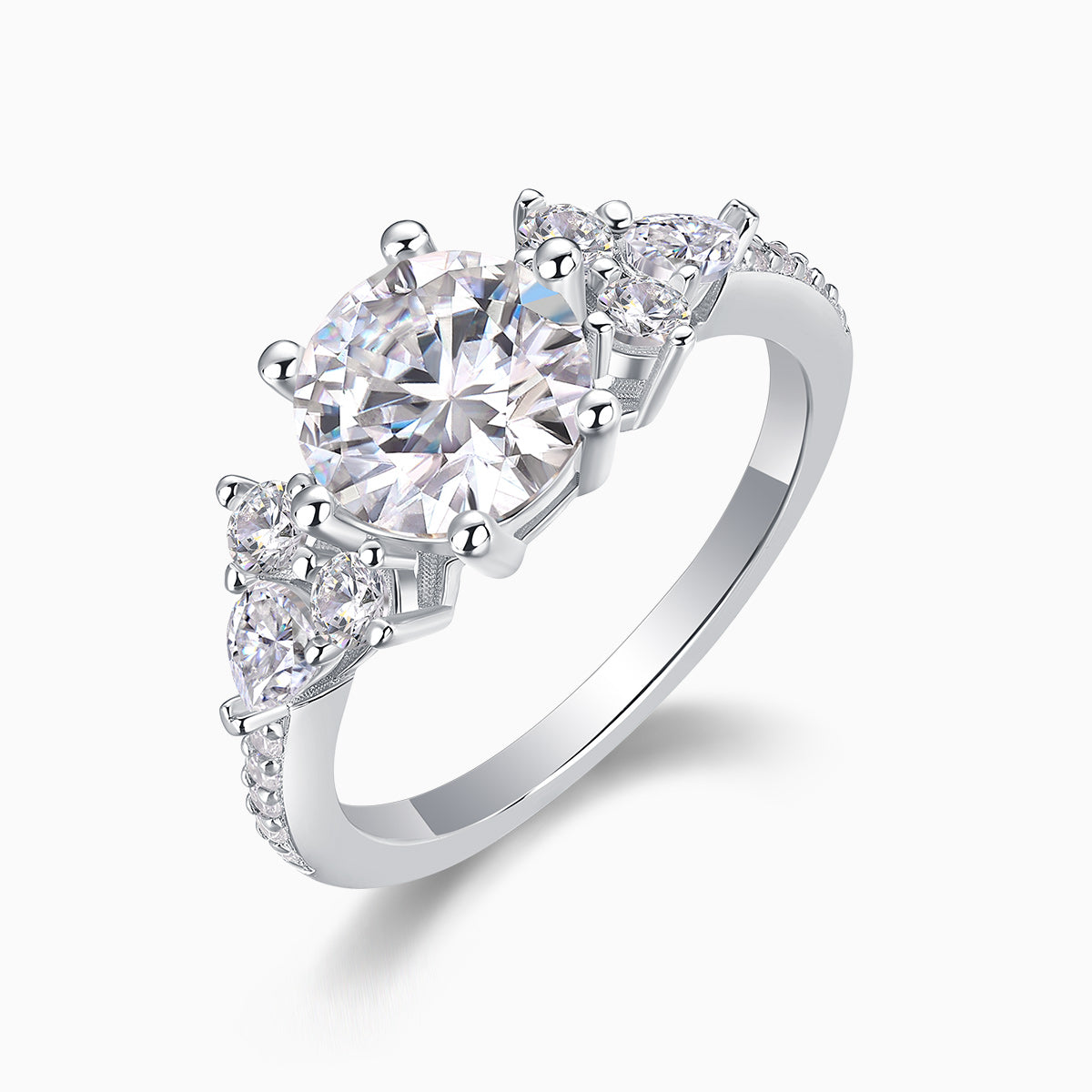 2CT Round Moissanite Pave Ring - Ceerom