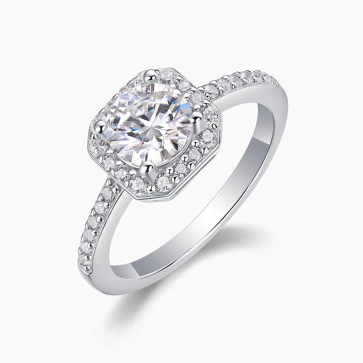 Halo Moissanite Pave Wedding Ring - Ceerom