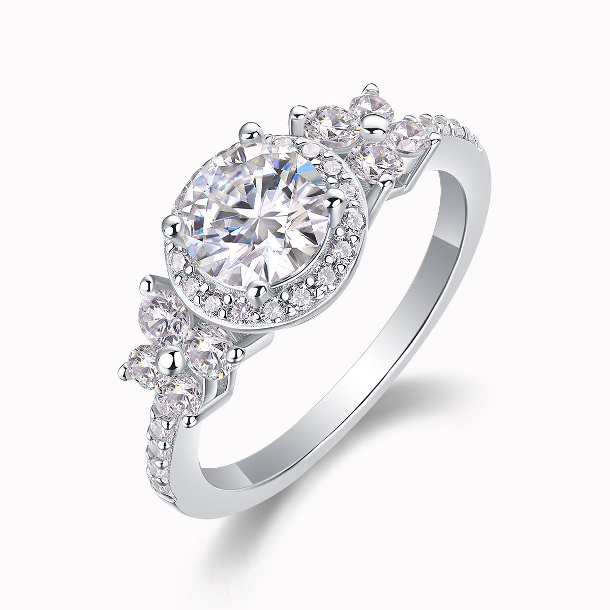 Halo Round Cut Moissanite Ring - Ceerom