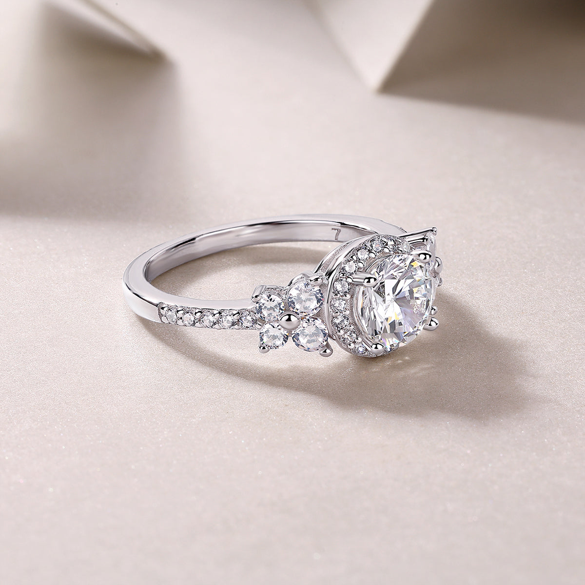 Halo Round Cut Moissanite Ring - Ceerom