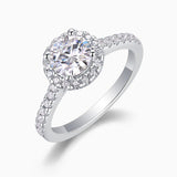 Halo Round Cut Moissanite Pave Engagement Ring