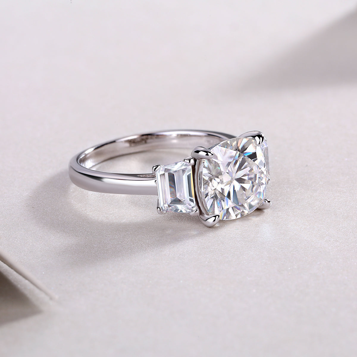 The Three Stone Cushion Cut Engagement Ring - Ceerom