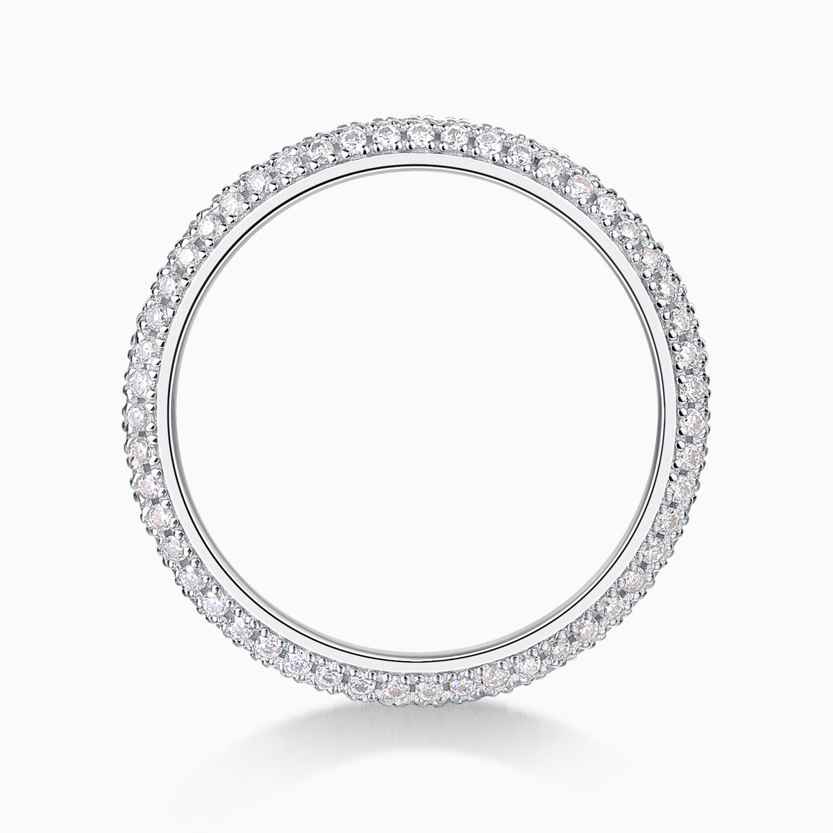Round Moissanite Pave Wedding Band Ring - Ceerom