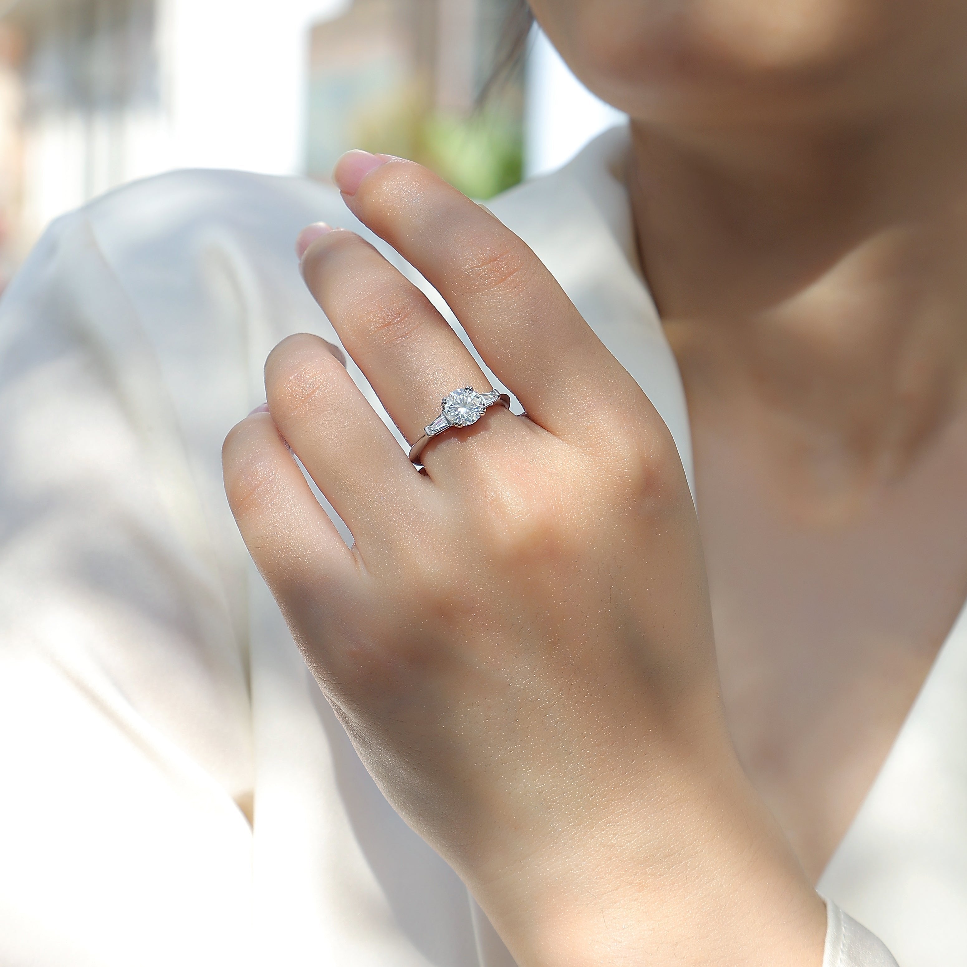 The Three Stone Round Moissanite Ring - Ceerom