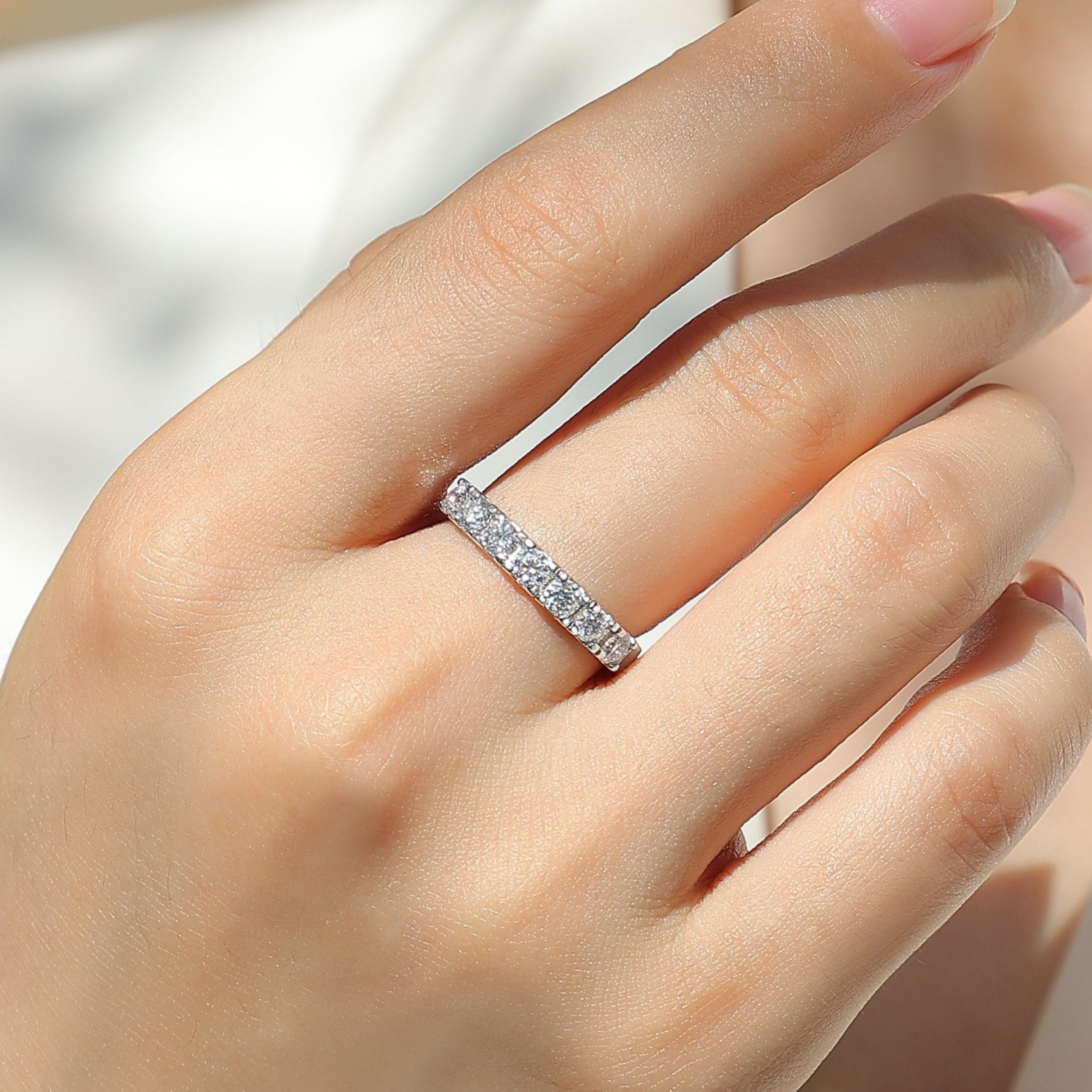 7 Stone Moissanite Engagement Band Ring - Ceerom