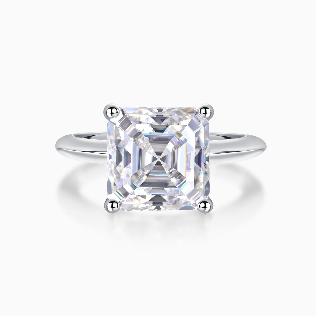 5CT Solitaire Asscher Cut Moissanite Ring - Ceerom