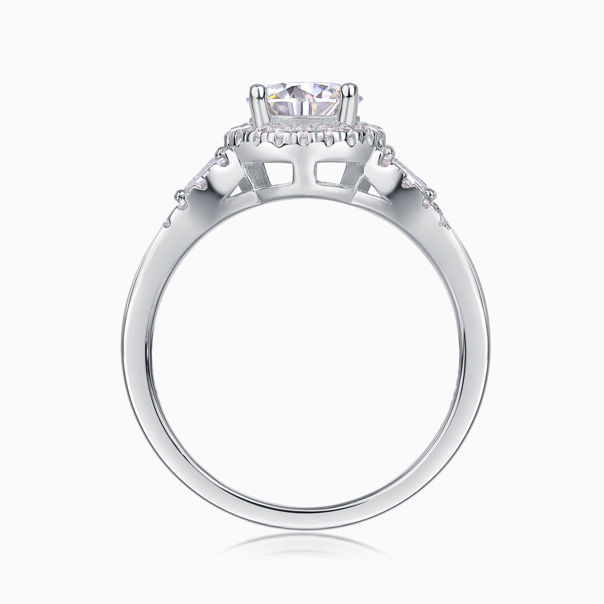 Halo Round Cut Moissanite Engagement Ring - Ceerom