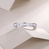 Asscher Cut Moissanite Bezel Wedding Band Ring