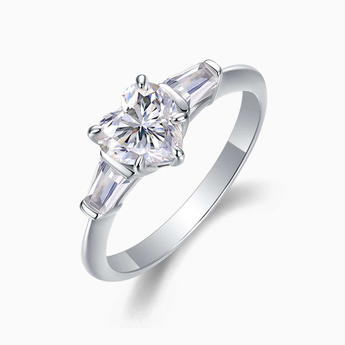 Three Stone Heart Cut Engagement Ring - Ceerom