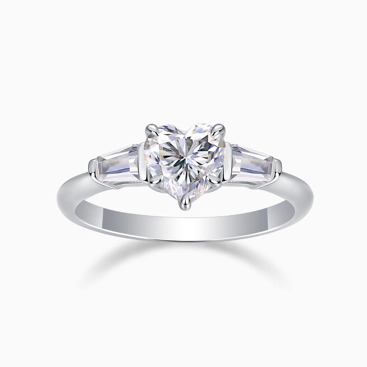 Three Stone Heart Cut Engagement Ring - Ceerom