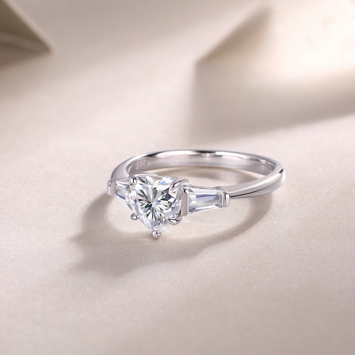 Three Stone Heart Cut Engagement Ring - Ceerom