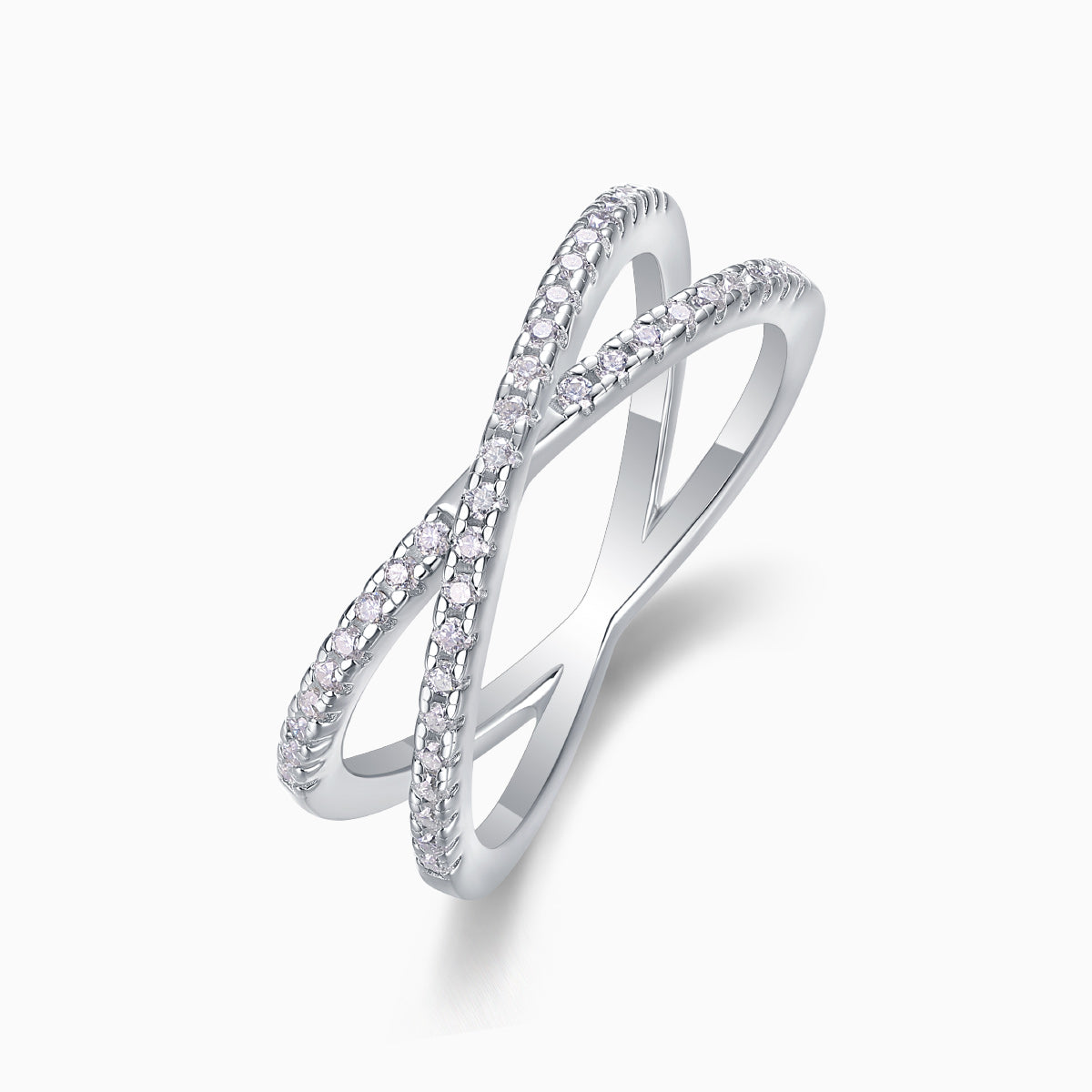 Moissanite Open Crossover Wedding Band - Ceerom