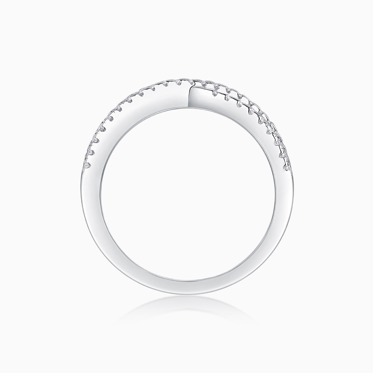 Moissanite Open Crossover Wedding Band - Ceerom