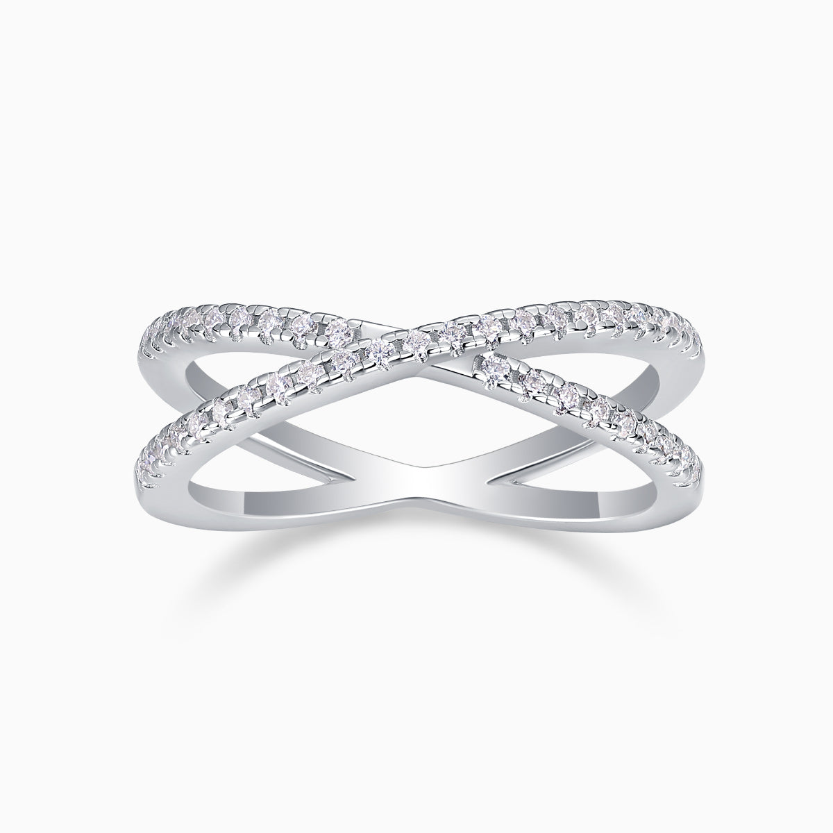 Moissanite Open Crossover Wedding Band - Ceerom
