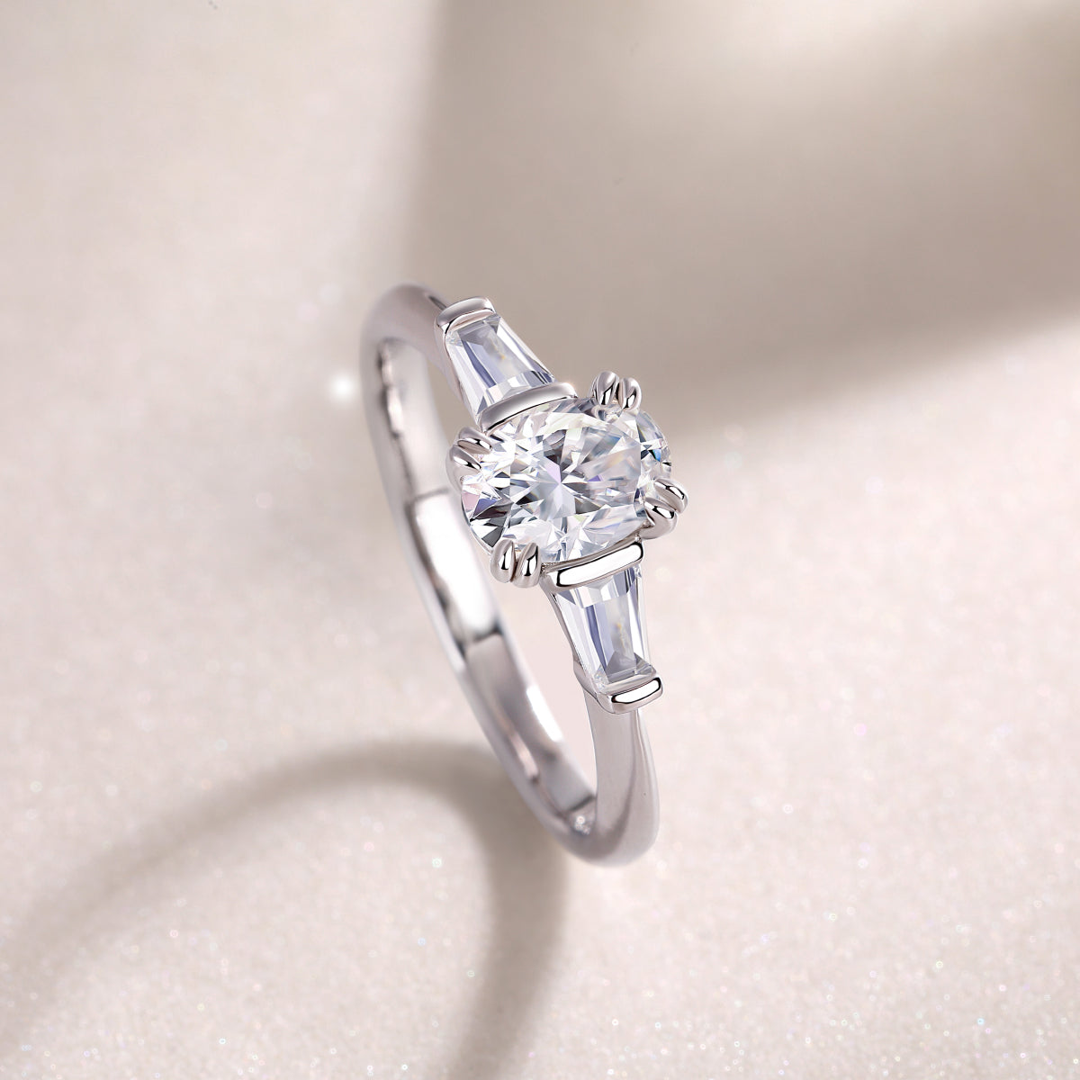 Three Stone Oval Cut Engagement Ring - Ceerom