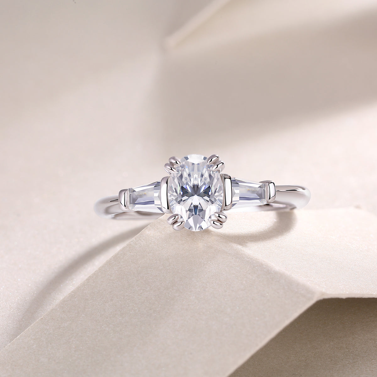 Three Stone Oval Cut Engagement Ring - Ceerom